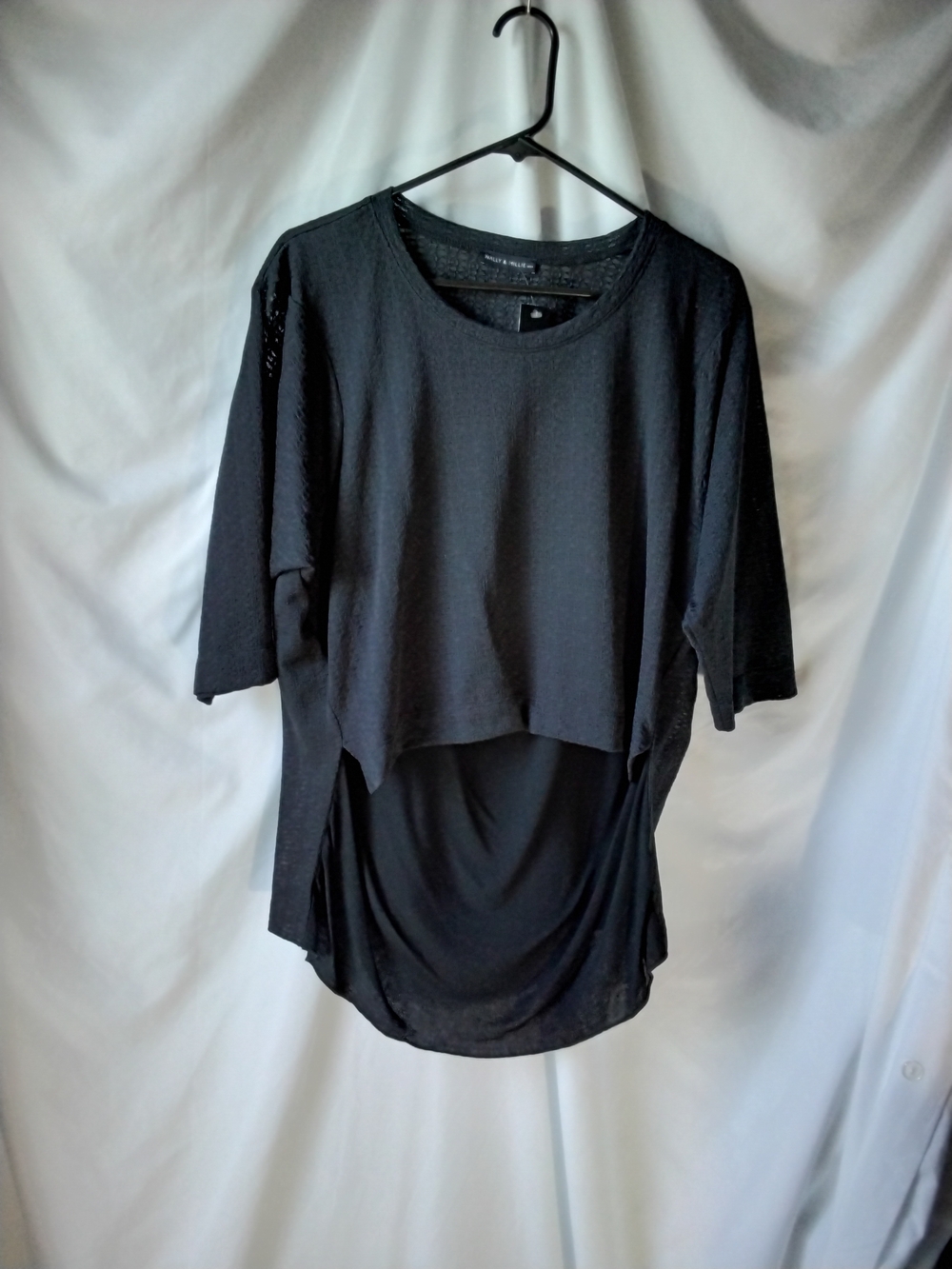 Nally & Millie Black Textured Layered Top